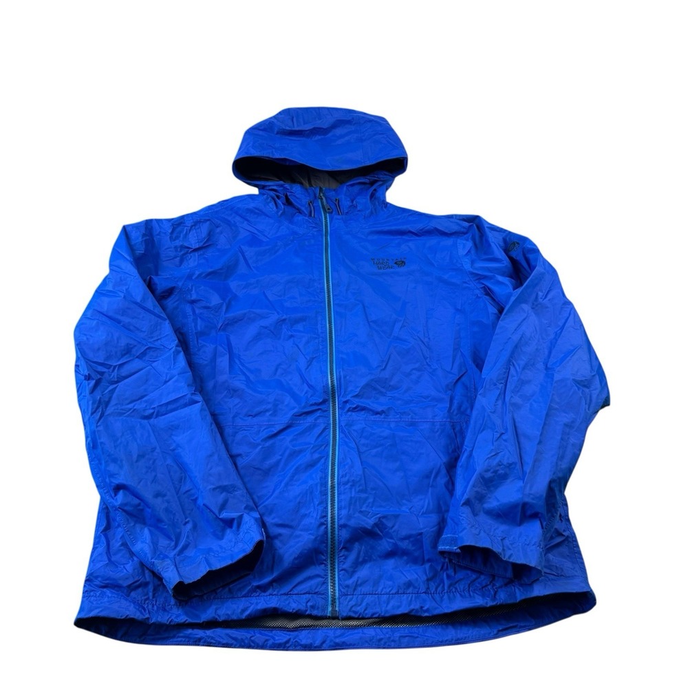 Mountain Hardwear Blue Nylon Full Zip Mesh Lined Men's Hooded Jacket Size Large